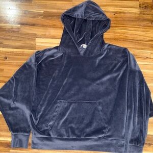 Women’s Navy Blue Slouched Velour Hoodie Size X-small